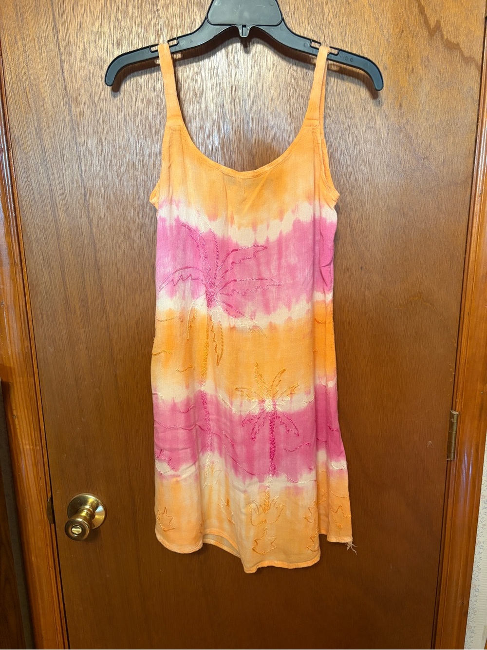 raya sun Tie-Dye Spaghetti Strap Mini Dress - Pink & Orange